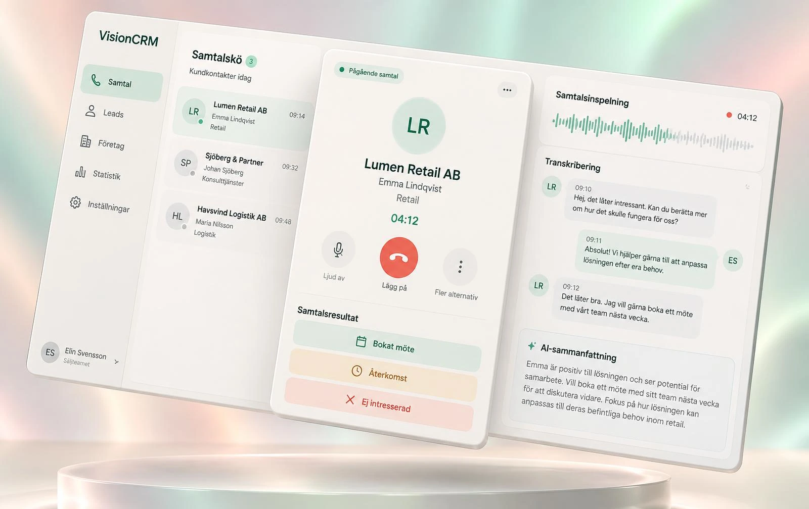 Inbyggd dialer, telefoni och SMS — ingen extra växel behövs.